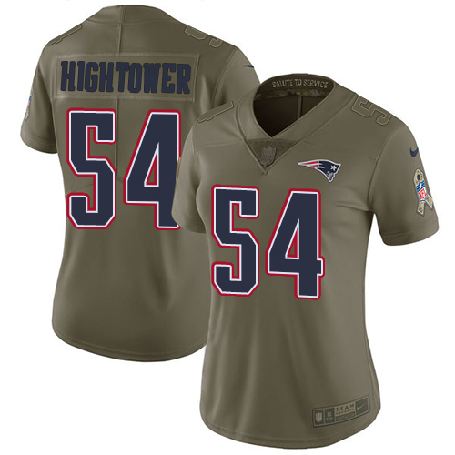 Nike Patriots #54 Dont'a Hightower Olive Women's Stitched NFL Limited 2017 Salute to Service Jersey - Click Image to Close