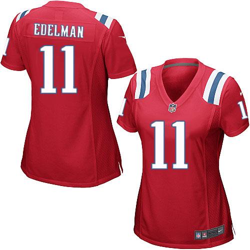 Nike Patriots #11 Julian Edelman Red Alternate Women's Stitched NFL Elite Jersey - Click Image to Close