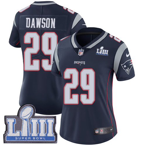 Nike Patriots #29 Duke Dawson Navy Blue Team Color Super Bowl LIII Bound Women's Stitched NFL Vapor Untouchable Limited Jersey - Click Image to Close