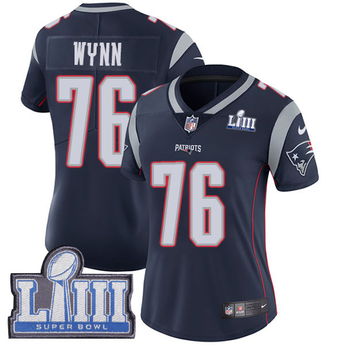 Nike Patriots #76 Isaiah Wynn Navy Blue Team Color Super Bowl LIII Bound Women's Stitched NFL Vapor Untouchable Limited Jersey - Click Image to Close