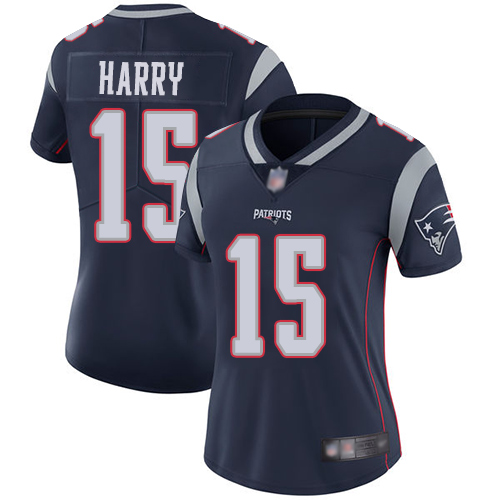 Patriots #15 N'Keal Harry Navy Blue Team Color Women's Stitched Football Vapor Untouchable Limited Jersey - Click Image to Close