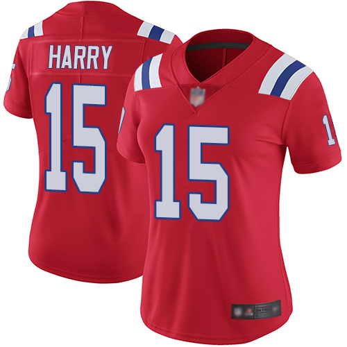 Patriots #15 N'Keal Harry Red Alternate Women's Stitched Football Vapor Untouchable Limited Jersey - Click Image to Close