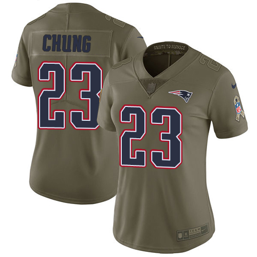 Nike Patriots #23 Patrick Chung Olive Women's Stitched NFL Limited 2017 Salute to Service Jersey