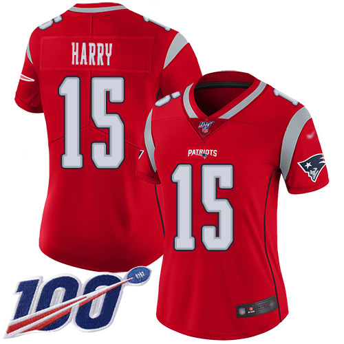 Patriots #15 N'Keal Harry Red Women's Stitched Football Limited Inverted Legend 100th Season Jersey - Click Image to Close