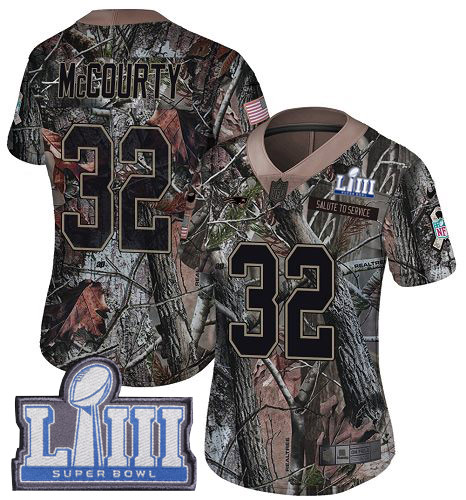 Nike Patriots #32 Devin McCourty Camo Super Bowl LIII Bound Women's Stitched NFL Limited Rush Realtree Jersey