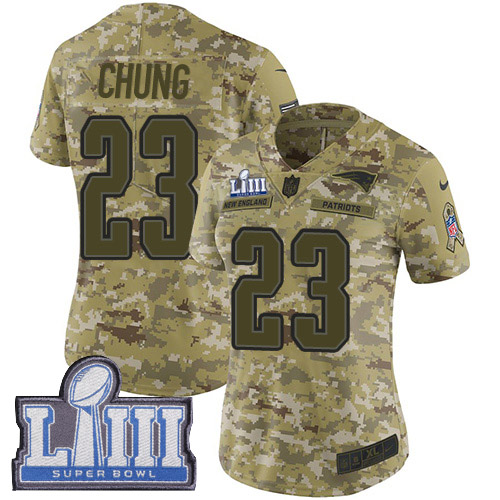 Nike Patriots #23 Patrick Chung Camo Super Bowl LIII Bound Women's Stitched NFL Limited 2018 Salute to Service Jersey - Click Image to Close