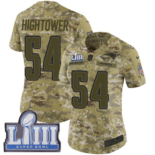 Nike Patriots #54 Dont'a Hightower Camo Super Bowl LIII Bound Women's Stitched NFL Limited 2018 Salute to Service Jersey - Click Image to Close