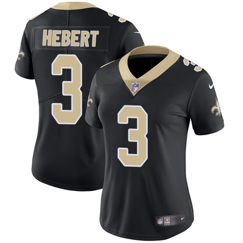 Nike Saints #3 Bobby Hebert Black Team Color Women's Stitched NFL Vapor Untouchable Limited Jersey - Click Image to Close