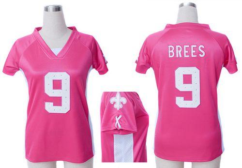 Nike Saints #9 Drew Brees Pink Draft Him Name & Number Top Women's Stitched NFL Elite Jersey