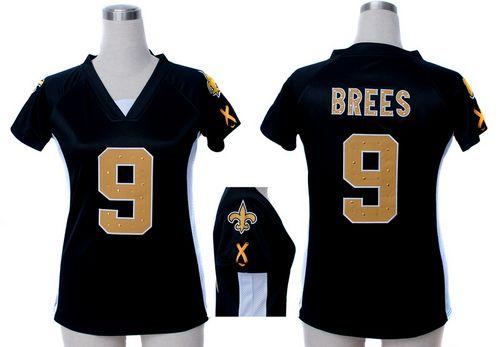 Nike Saints #9 Drew Brees Black Team Color Draft Him Name & Number Top Women's Stitched NFL Elite Jersey