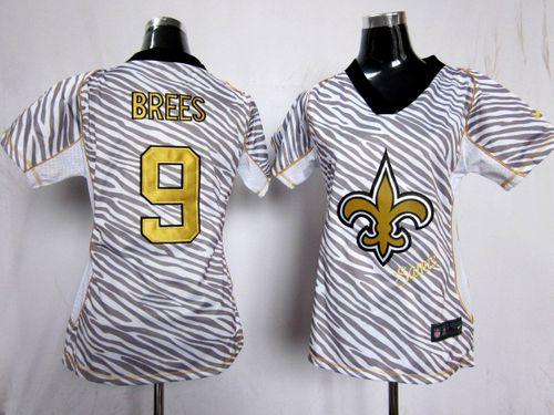 Nike Saints #9 Drew Brees Zebra Women's Stitched NFL Elite Jersey