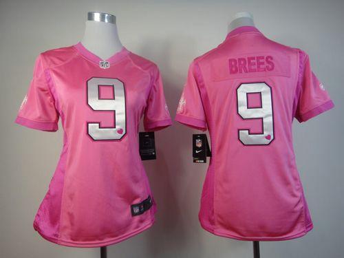 Nike Saints #9 Drew Brees Pink Women's Be Luv'd Stitched NFL Elite Jersey