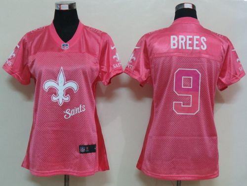 Nike Saints #9 Drew Brees Pink Women's Fem Fan NFL Game Jersey