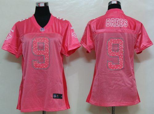 Nike Saints #9 Drew Brees Pink Sweetheart Women's NFL Game Jersey