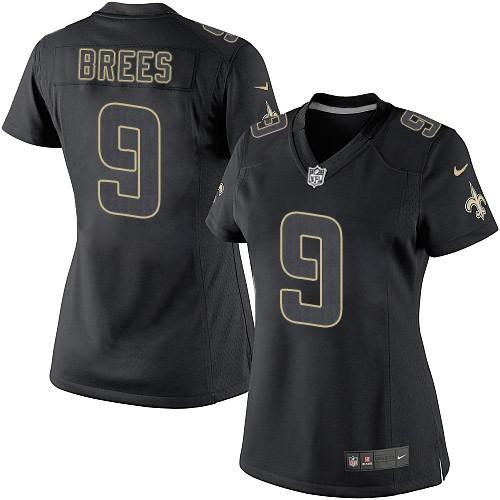 Nike Saints #9 Drew Brees Black Impact Women's Stitched NFL Limited Jersey