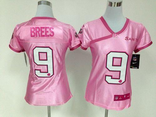 Nike Saints #9 Drew Brees New Pink Women's Be Luv'd Stitched NFL Elite Jersey