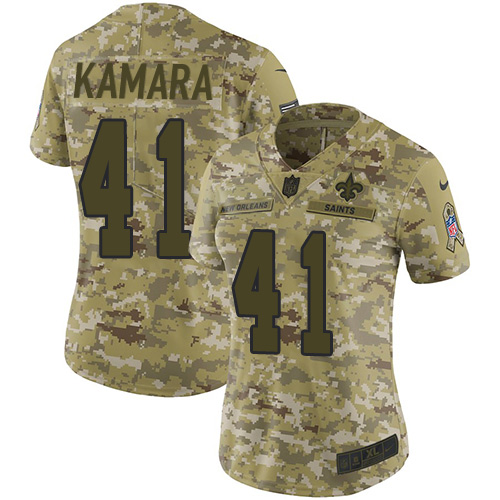 Nike Saints #41 Alvin Kamara Camo Women's Stitched NFL Limited 2018 Salute to Service Jersey