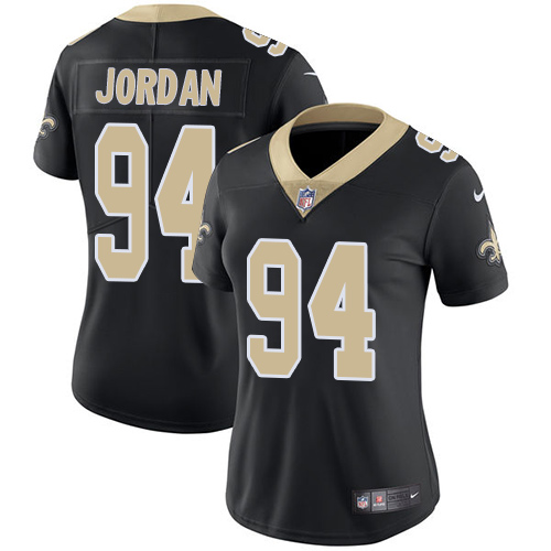 Nike Saints #94 Cameron Jordan Black Team Color Women's Stitched NFL Vapor Untouchable Limited Jersey - Click Image to Close