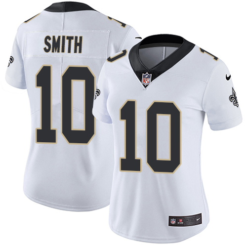 Nike Saints #10 Tre'Quan Smith White Women's Stitched NFL Vapor Untouchable Limited Jersey - Click Image to Close