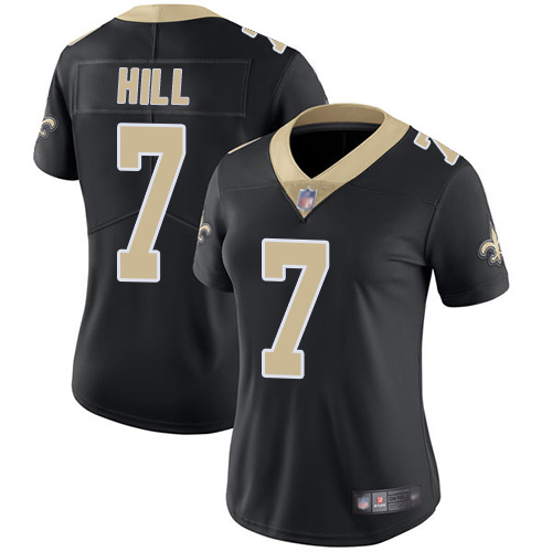 Saints #7 Taysom Hill Black Team Color Women's Stitched Football Vapor Untouchable Limited Jersey - Click Image to Close