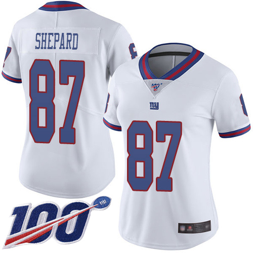 Giants #87 Sterling Shepard White Women's Stitched Football Limited Rush 100th Season Jersey - Click Image to Close