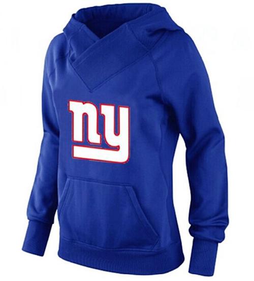 Women's New York Giants Logo Pullover Hoodie Blue-1