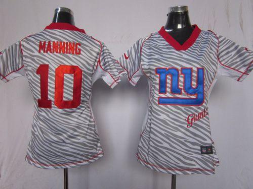 Nike Giants #10 Eli Manning Zebra Women's Stitched NFL Elite Jersey