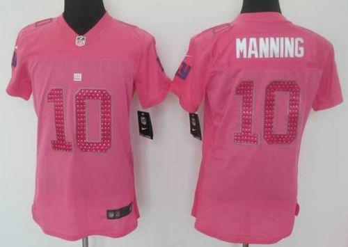 Nike Giants #10 Eli Manning Pink Sweetheart Women's Stitched NFL Elite Jersey