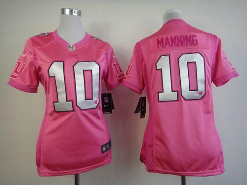 Nike Giants #10 Eli Manning Pink Women's Be Luv'd Stitched NFL Elite Jersey