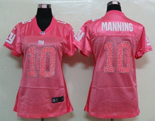 Nike Giants #10 Eli Manning Pink Sweetheart Women's NFL Game Jersey