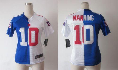 Nike Giants #10 Eli Manning Royal Blue/White Women's Stitched NFL Elite Split Jersey