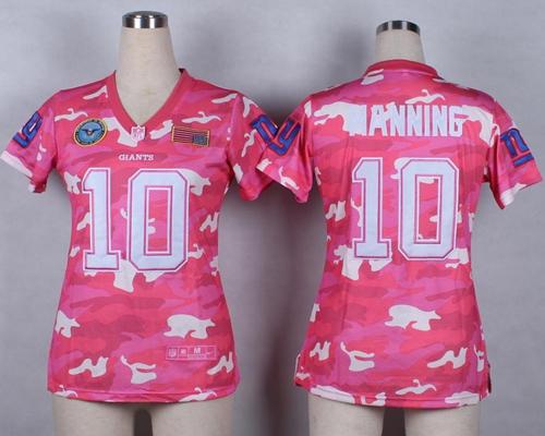 Nike Giants #10 Eli Manning Pink Women's Stitched NFL Elite Camo Fashion Jersey