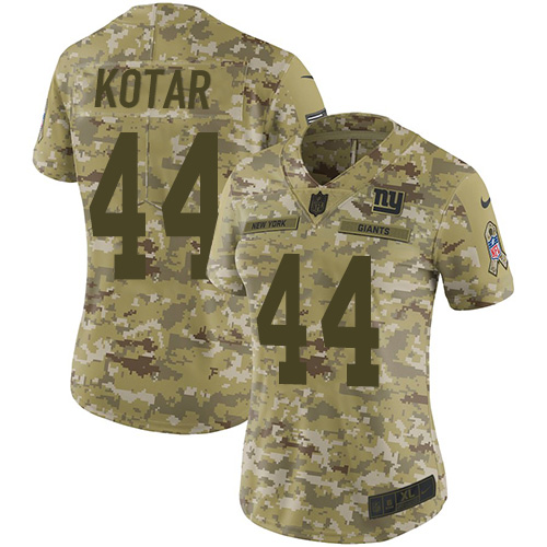 Nike Giants #44 Doug Kotar Camo Women's Stitched NFL Limited 2018 Salute to Service Jersey - Click Image to Close