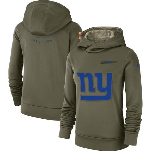 Women's New York Giants Nike Olive Salute to Service Sideline Therma Performance Pullover Hoodie