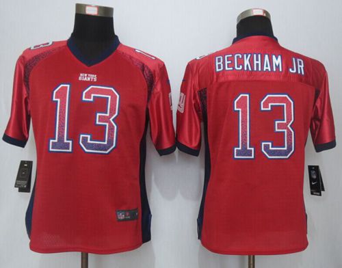 Nike Giants #13 Odell Beckham Jr Red Alternate Women's Stitched NFL Elite Drift Fashion Jersey