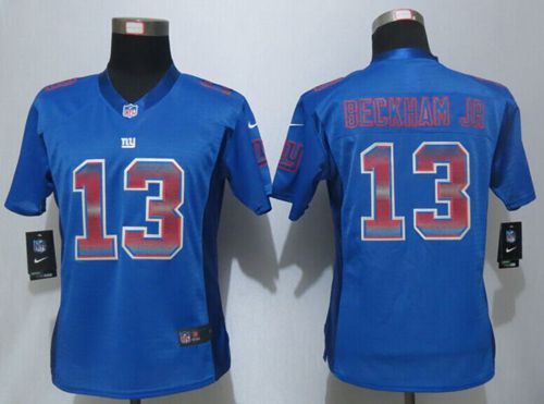 Nike Giants #13 Odell Beckham Jr Royal Blue Team Color Women's Stitched NFL Elite Strobe Jersey