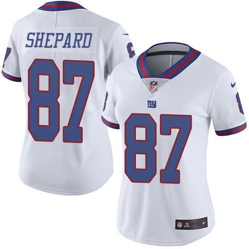 Nike Giants #87 Sterling Shepard White Women's Stitched NFL Limited Rush Jersey