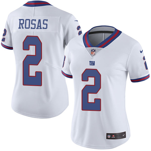 Nike Giants #2 Aldrick Rosas White Women's Stitched NFL Limited Rush Jersey - Click Image to Close