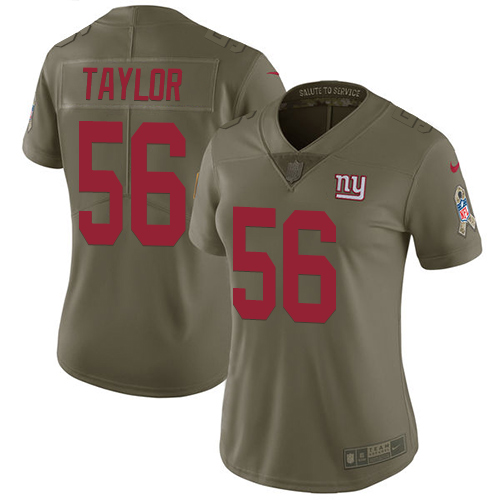 Nike Giants #56 Lawrence Taylor Olive Women's Stitched NFL Limited 2017 Salute to Service Jersey - Click Image to Close