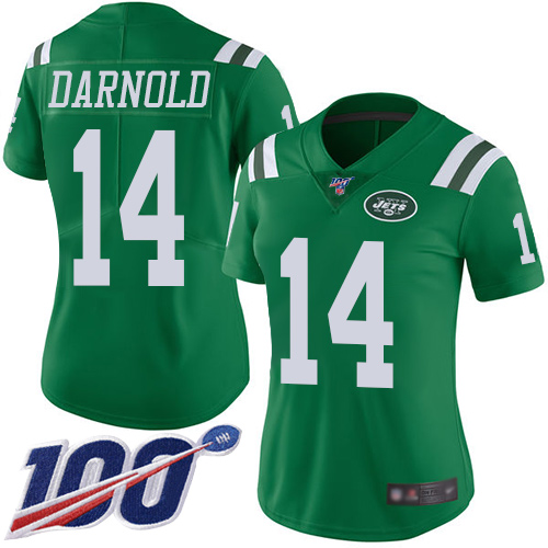 Jets #14 Sam Darnold Green Women's Stitched Football Limited Rush 100th Season Jersey