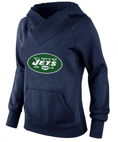 Women's New York Jets Logo Pullover Hoodie Navy Blue