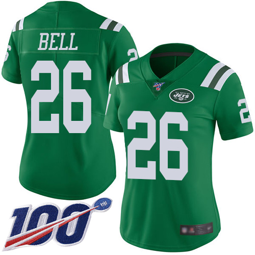 Jets #26 Le'Veon Bell Green Women's Stitched Football Limited Rush 100th Season Jersey - Click Image to Close