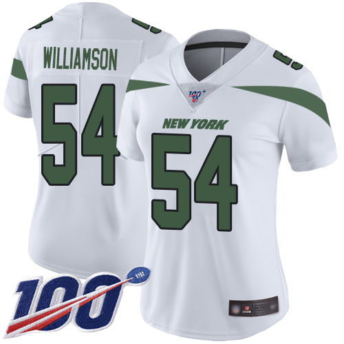 Jets #54 Avery Williamson White Women's Stitched Football 100th Season Vapor Limited Jersey - Click Image to Close