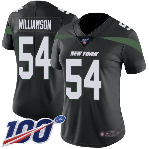 Jets #54 Avery Williamson Black Alternate Women's Stitched Football 100th Season Vapor Limited Jersey - Click Image to Close