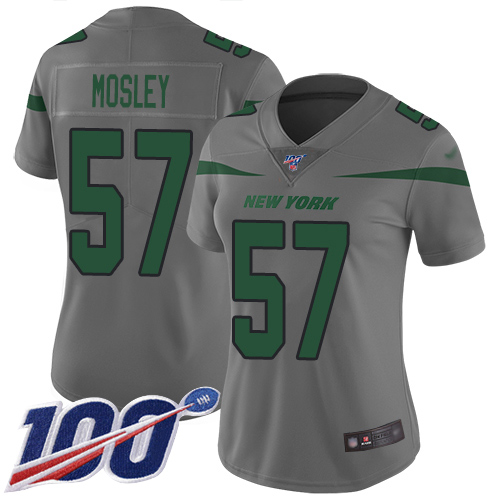 Jets #57 C.J. Mosley Gray Women's Stitched Football Limited Inverted Legend 100th Season Jersey - Click Image to Close