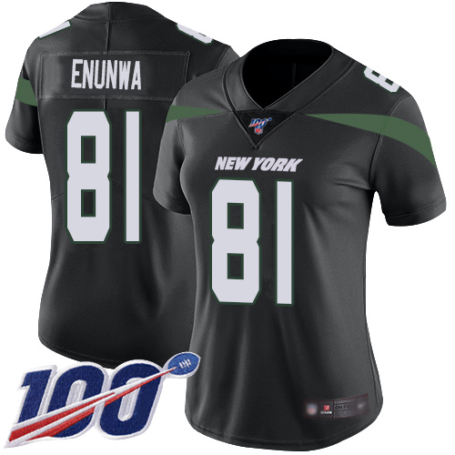 Jets #81 Quincy Enunwa Black Alternate Women's Stitched Football 100th Season Vapor Limited Jersey - Click Image to Close