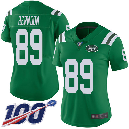 Jets #89 Chris Herndon Green Women's Stitched Football Limited Rush 100th Season Jersey