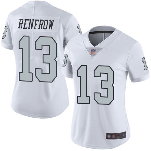 Raiders #13 Hunter Renfrow White Women's Stitched Football Limited Rush Jersey - Click Image to Close