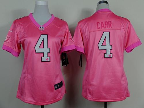 Nike Raiders #4 Derek Carr Pink Women's Be Luv'd Stitched New Elite Jersey