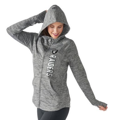 Women's NFL Oakland Raiders G-III 4Her by Carl Banks Recovery Full-Zip Hoodie Heathered Gray